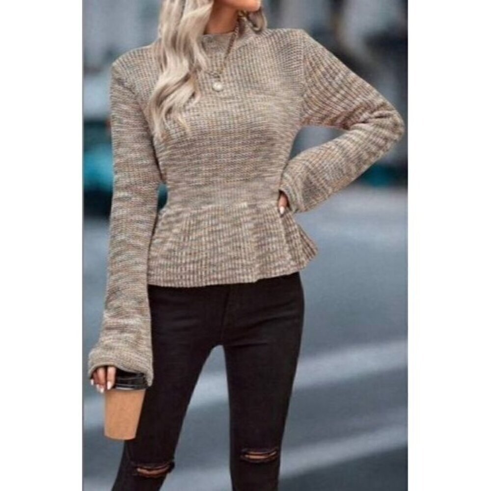 Chic Half Turtle Neck Mixed Color Pullover